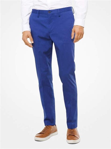 blue michael kors slim fit office trouser|Slim.